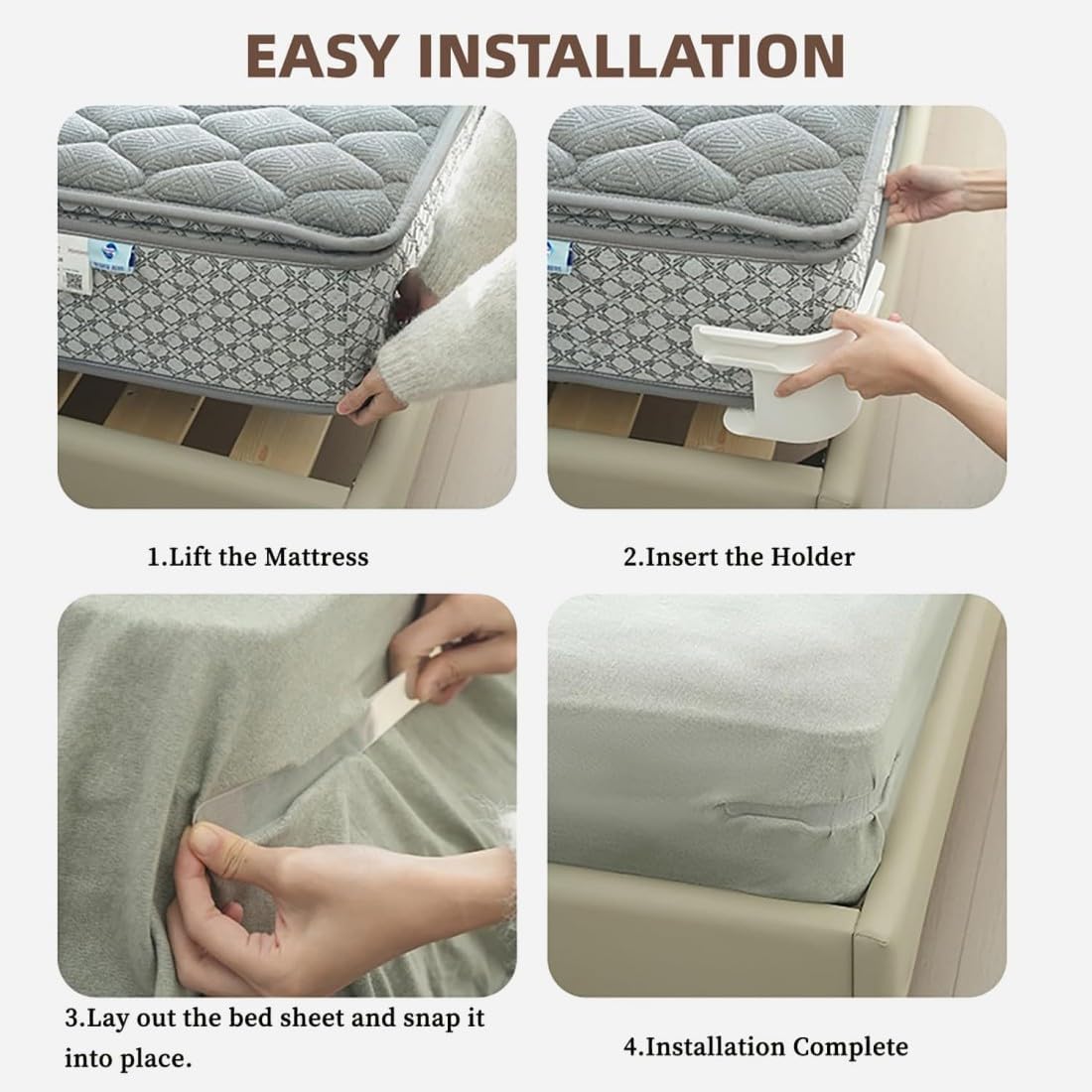 4Pcs Bed Corner Sheet Grippers – Heavy Duty Lock Bed Sheet Holder | Fits All Mattress Sizes