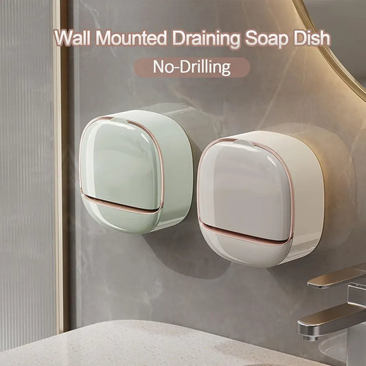 Luxury Soap Holder with Drain Tray, Waterproof Soap Dish Holder, Keep Soap Bars Dry