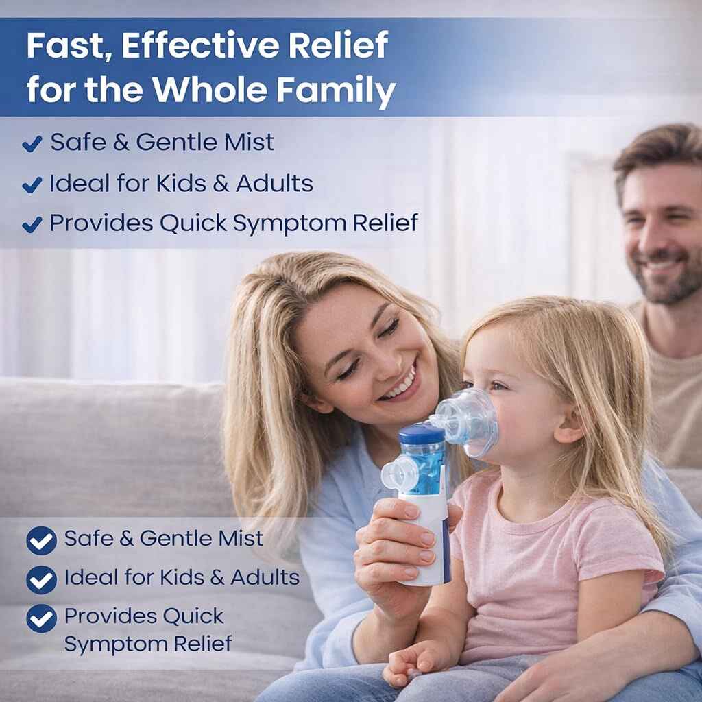 Mesh Portable Nebulizer with Mask for Kids & Adults